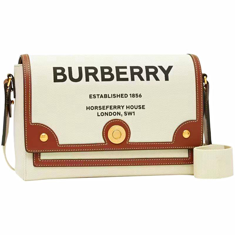 Burberry Horseferry House Logo Canvas & Leather Small Crossbody Bag Beige