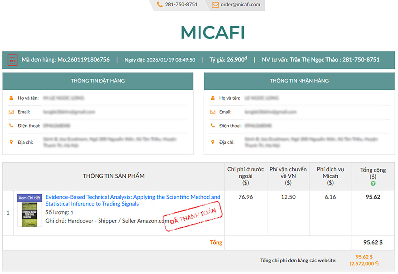 Order has been purchased by MICAFI but seller has not shipped yet, so no tracking number is available